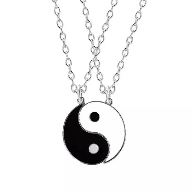 1 Set Tai Chi Couple Necklaces For Women Men Best Friends Yin Yang Paired Pendants Charms Braided Chain Couple Bracelet Necklace