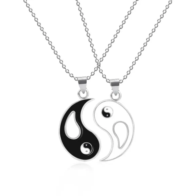 1 Set Tai Chi Couple Necklaces For Women Men Best Friends Yin Yang Paired Pendants Charms Braided Chain Couple Bracelet Necklace