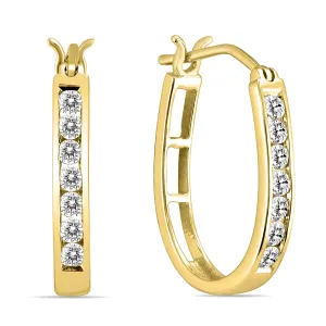 1/2 Carat Tw Diamond Hoop Earrings In 10K Yellow Gold