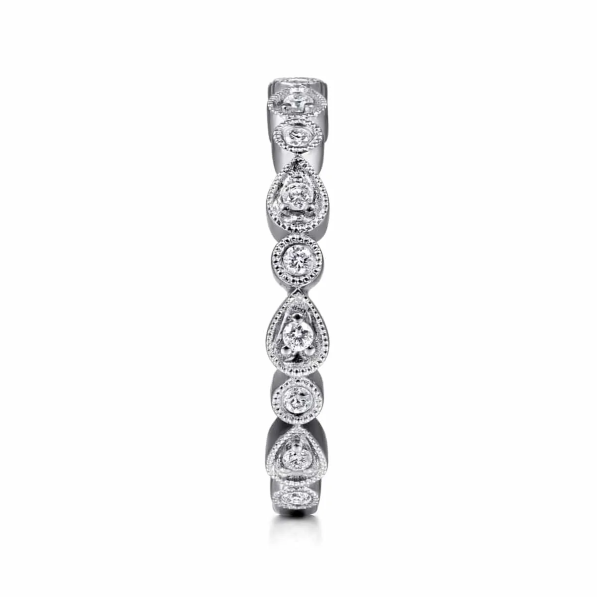 14K White Gold Pear and Round Station Stackable Diamond Ring - LR4748W45JJ