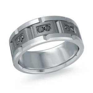 14K White Gold with Carbon Fiber Ring from the Tantalum Collection by Malo - MRDTN-054-9WBD