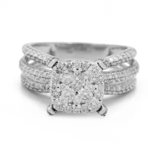 14K White Gold Women's Contemporary Diamond Engagement Ring with 1.61 TW Round Diamonds