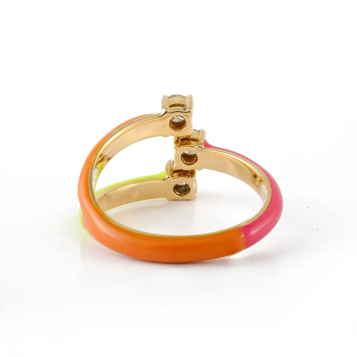 14K Yellow Gold Chunky Diamond Enamel Ring