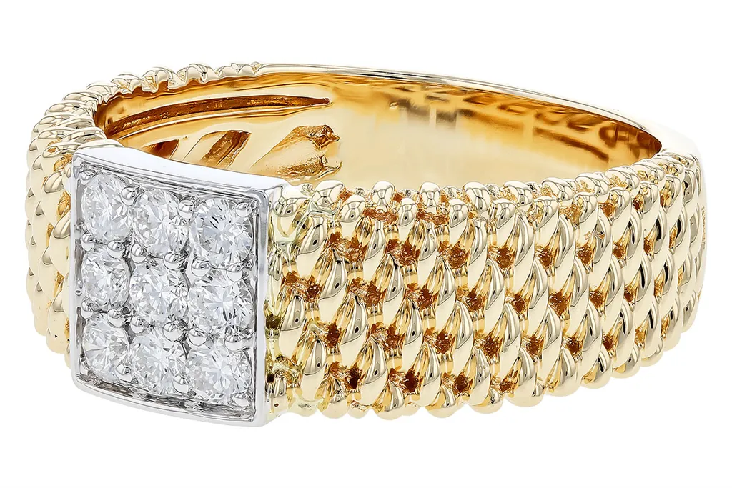 14K Yellow Gold Contemporary Diamond Ring