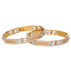 22K Multi-Tone Gold Bangle Set of 2 (45gm)