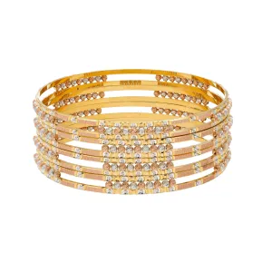 22K Multi-Tone Gold Bangle Set of 4 (79.6gm)