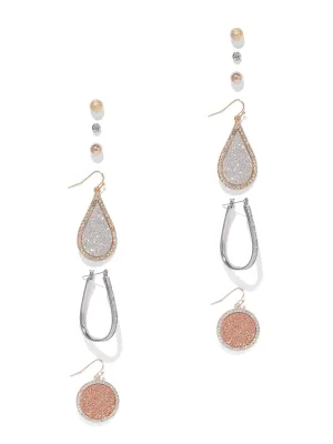 6-Piece Pave Drop & Post Earring Set