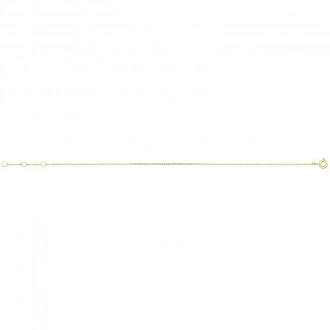 9ct Yellow Gold Zirconia Bar Chain Bracelet