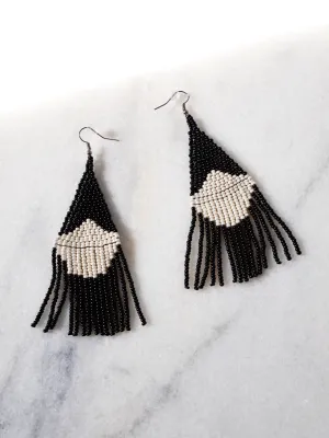 Beaded Fringe Earrings In Contrast