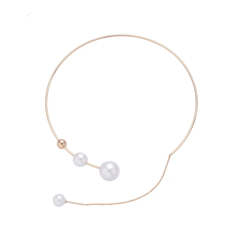 Big White Imitation Pearl Choker Necklace  Clavicle Chain Fashion Necklace