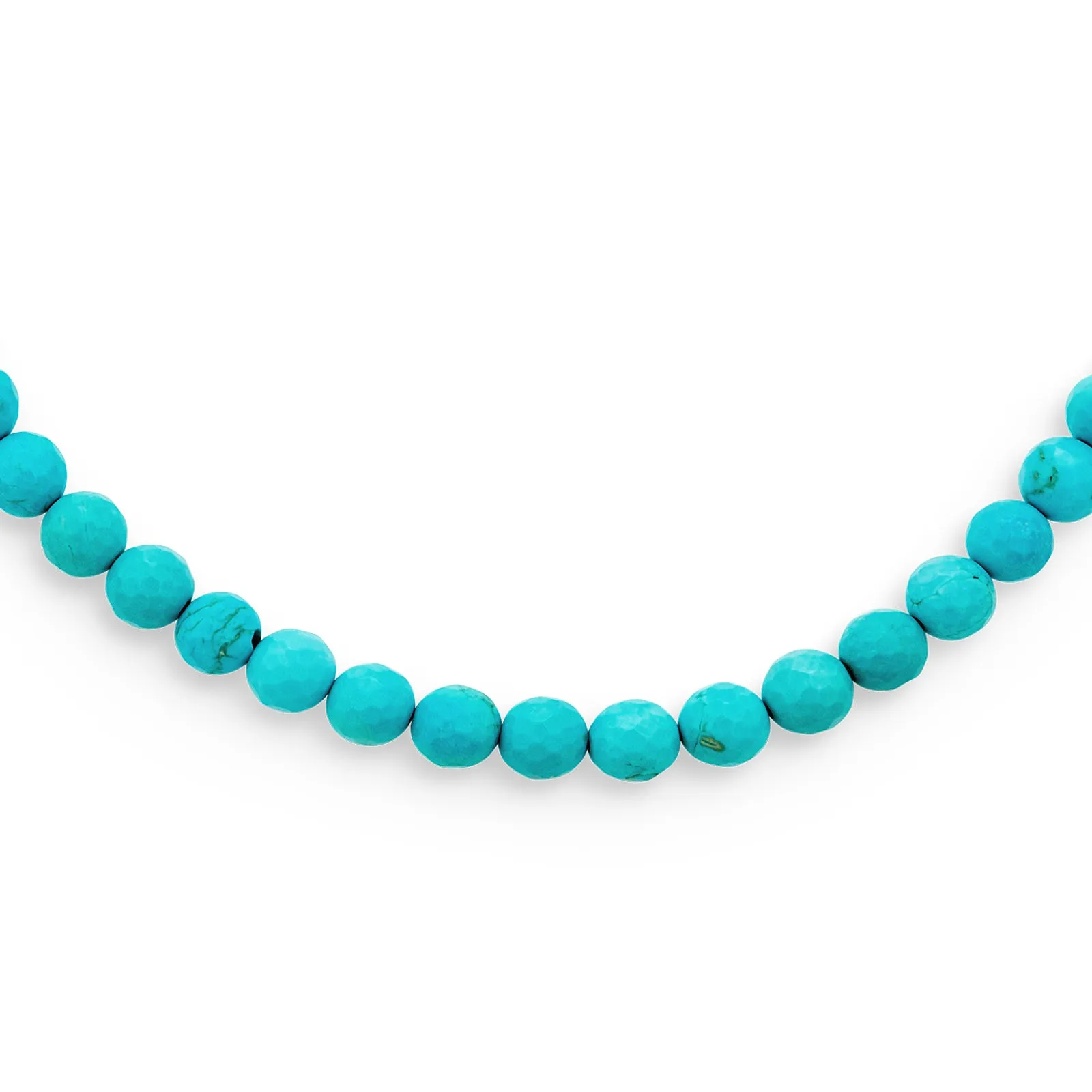 Blue Faceted Turquoise Gemstone Bead Strand Necklace with Silver Clasp