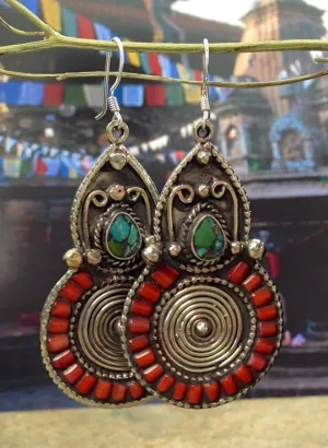 Bold and Spectacular Tibetan Earrings