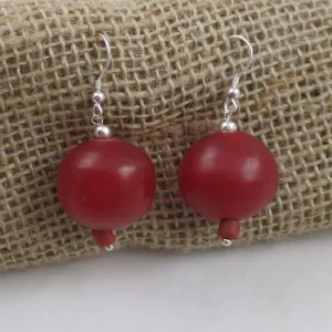 Bold Red Handmade African Trade Bead Earrings