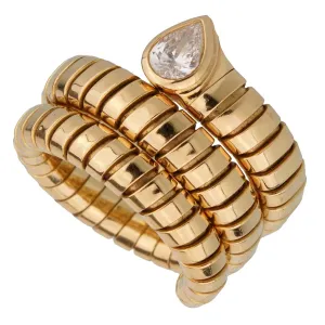 Bulgari Tubogas Pear Diamond Yellow Gold Ring