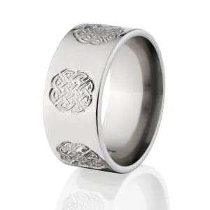 Carved Celic Wedding Rings, Titanium Celtic Rings