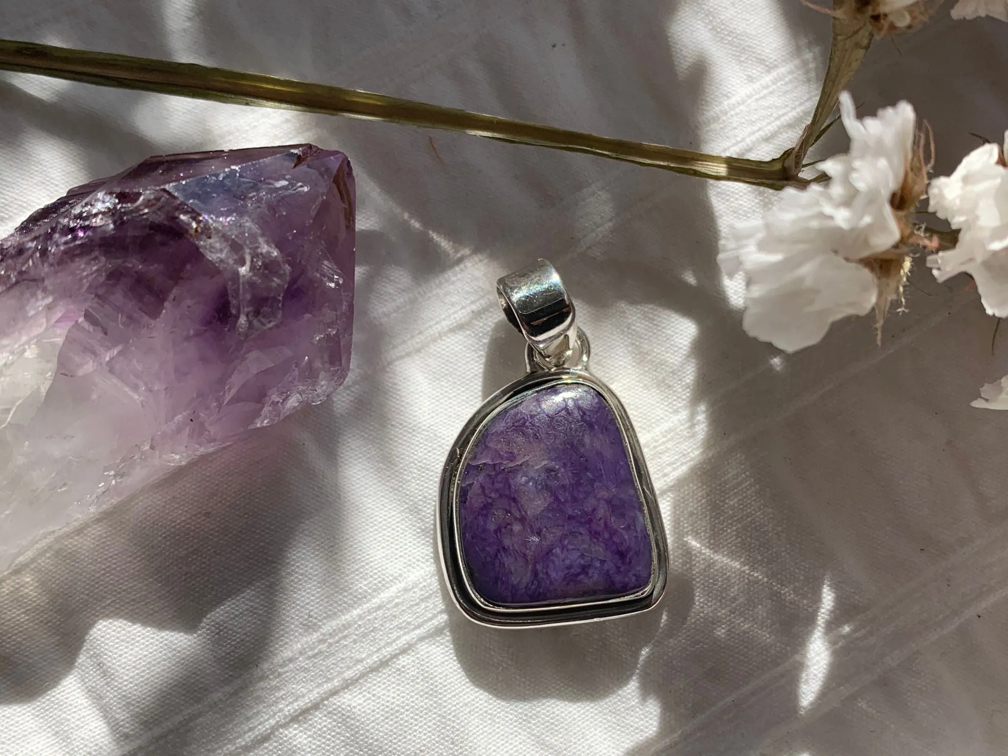 Charoite Brea Pendant - Small Freeform