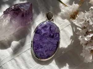 Charoite Naevia Pendant - Large Oval