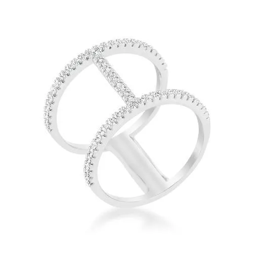 Christina 0.3ct CZ Rhodium Open Contemporary Wide Ring