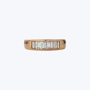 Contemporary 18K Rose Gold French Baguette Diamond Band