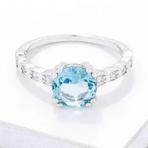 Contemporary 2.1 Ct. Aqua CZ Engagement Ring