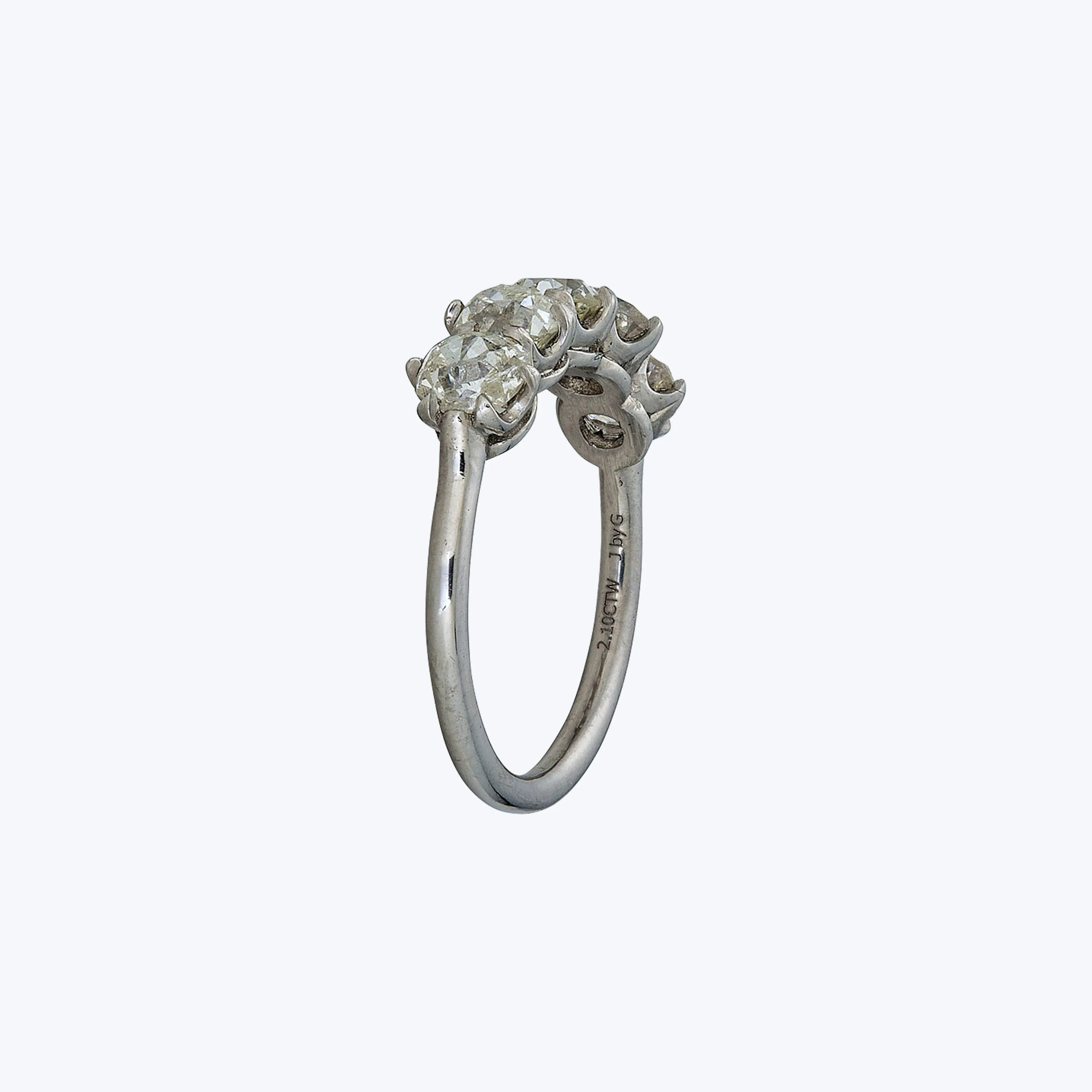 Contemporary Platinum Old Mine Cut Diamond Band