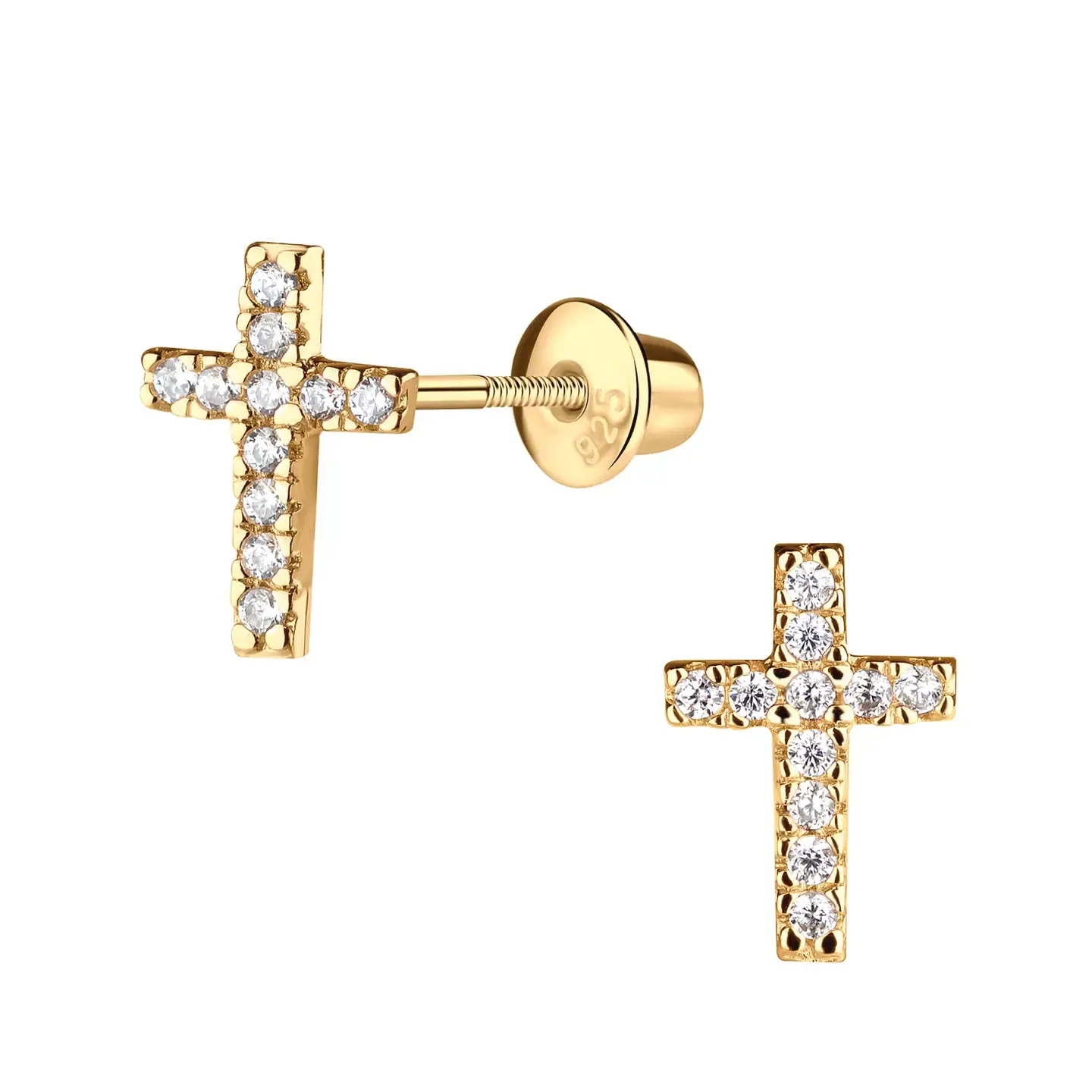 Cross CZ Earrings - Gold