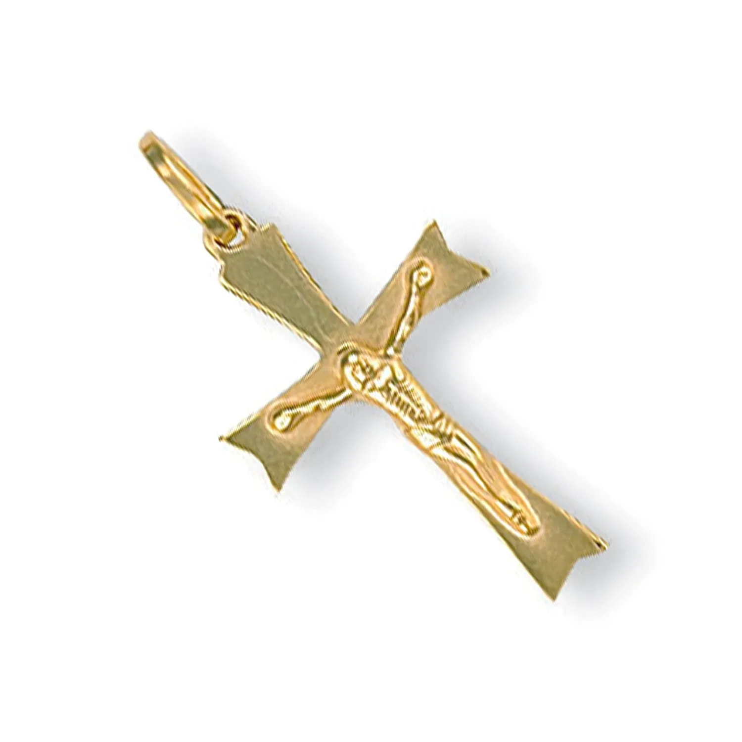 Crucifix Cross Pendant Necklace in 9ct Yellow Gold 0.6g