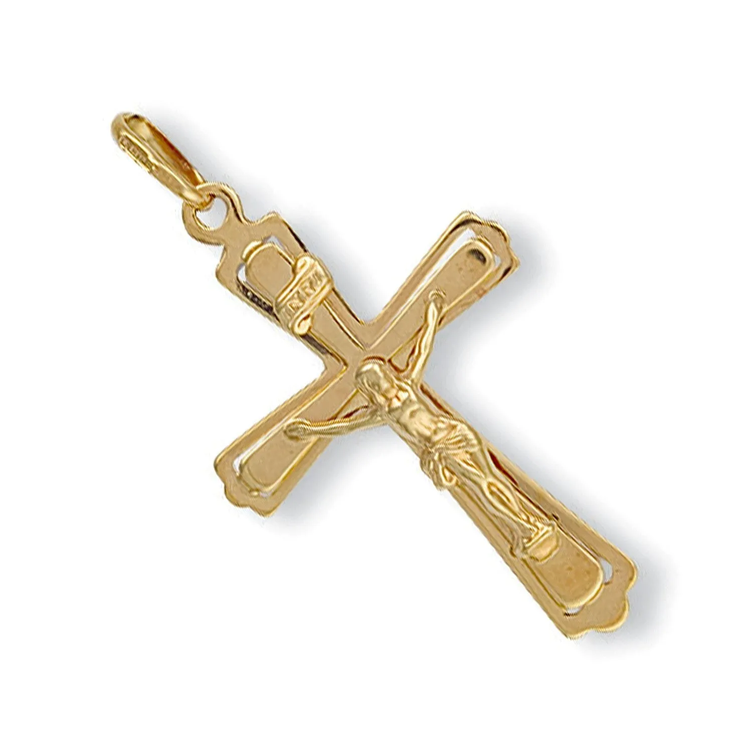 Crucifix Cross Pendant Necklace in 9ct Yellow Gold 2.5g