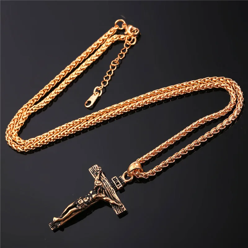 Crucifix Jesus Gold Color Catholic Jewelry