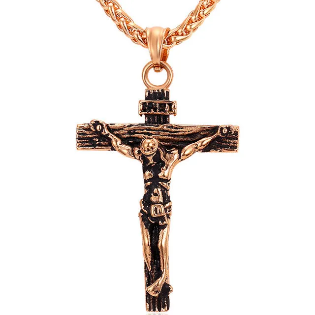 Crucifix Jesus Gold Color Catholic Jewelry