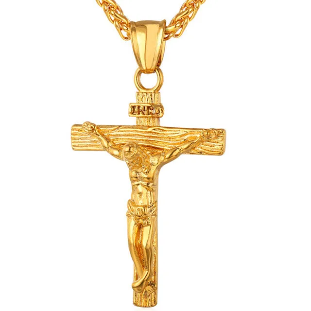 Crucifix Jesus Gold Color Catholic Jewelry