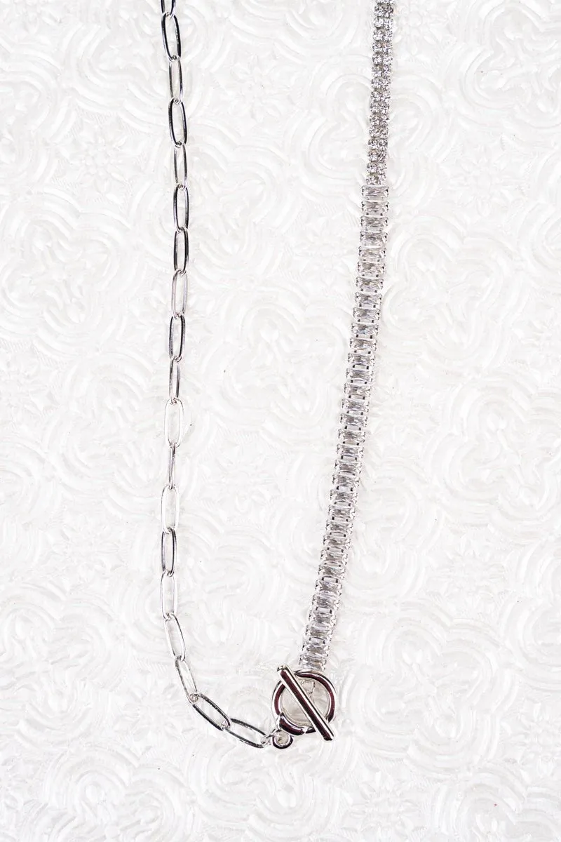 Crystal Avenue Silvertone Newark Toggle Necklace