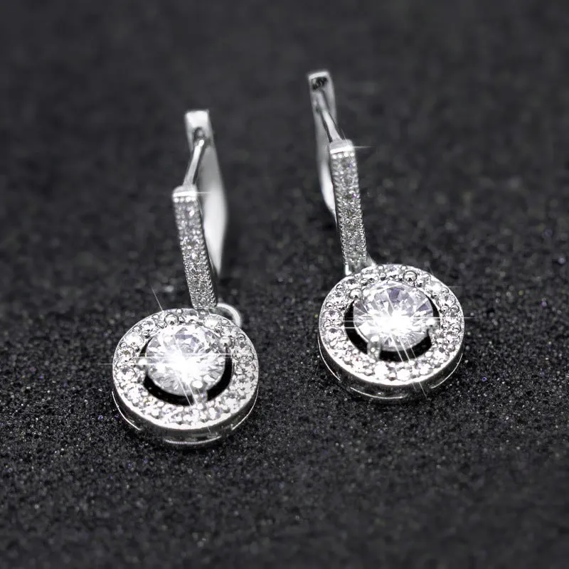 Cubic Zirconia Stone Earrings Silver