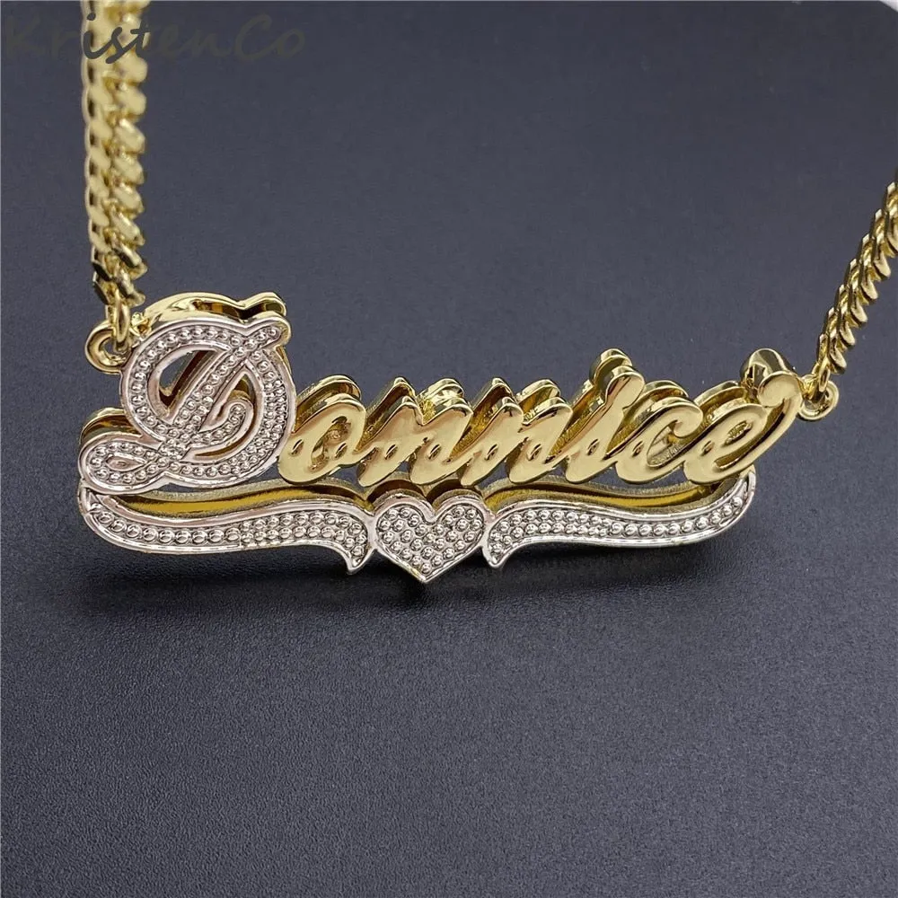 Custom Nameplate Necklace 3D Pendant Necklace Personalized Custom Name Jewelry