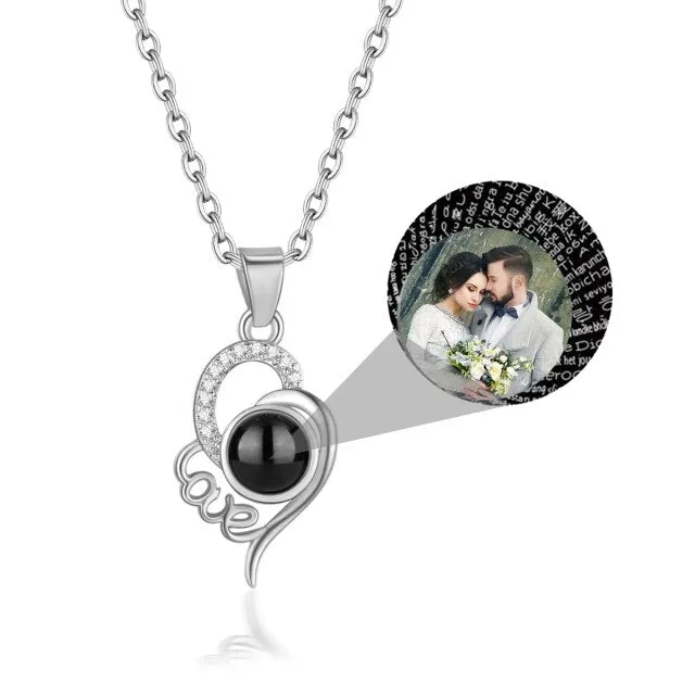 Custom Photo Name Projection Necklace Personalized Love Letter Pendant