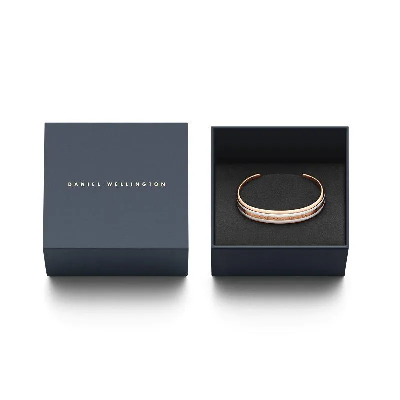 Daniel Wellington Emalie Cuff Bangle Satin White Rose Gold