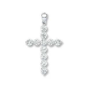 Diamond Cross Pendant Necklace 0.70ct H-SI in 18K White Gold