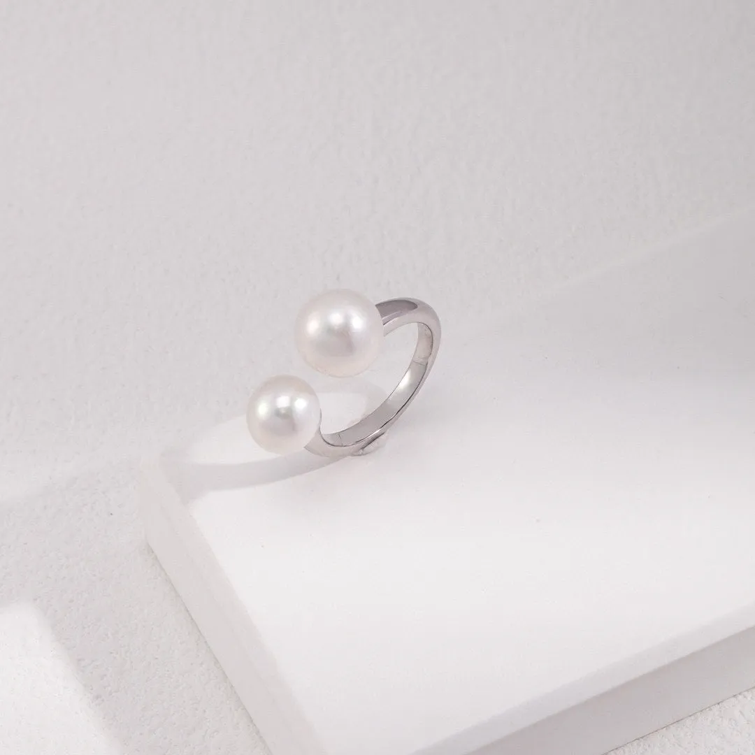 Double Pearl Open Ring