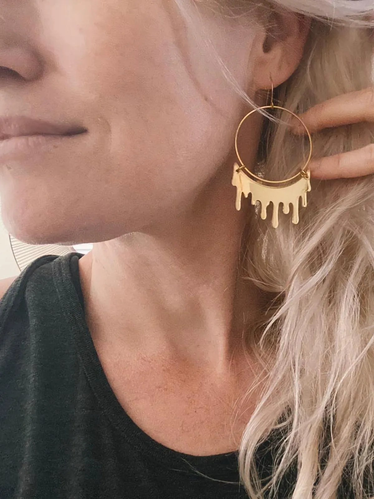 Drippy Hoop Gold Earrings