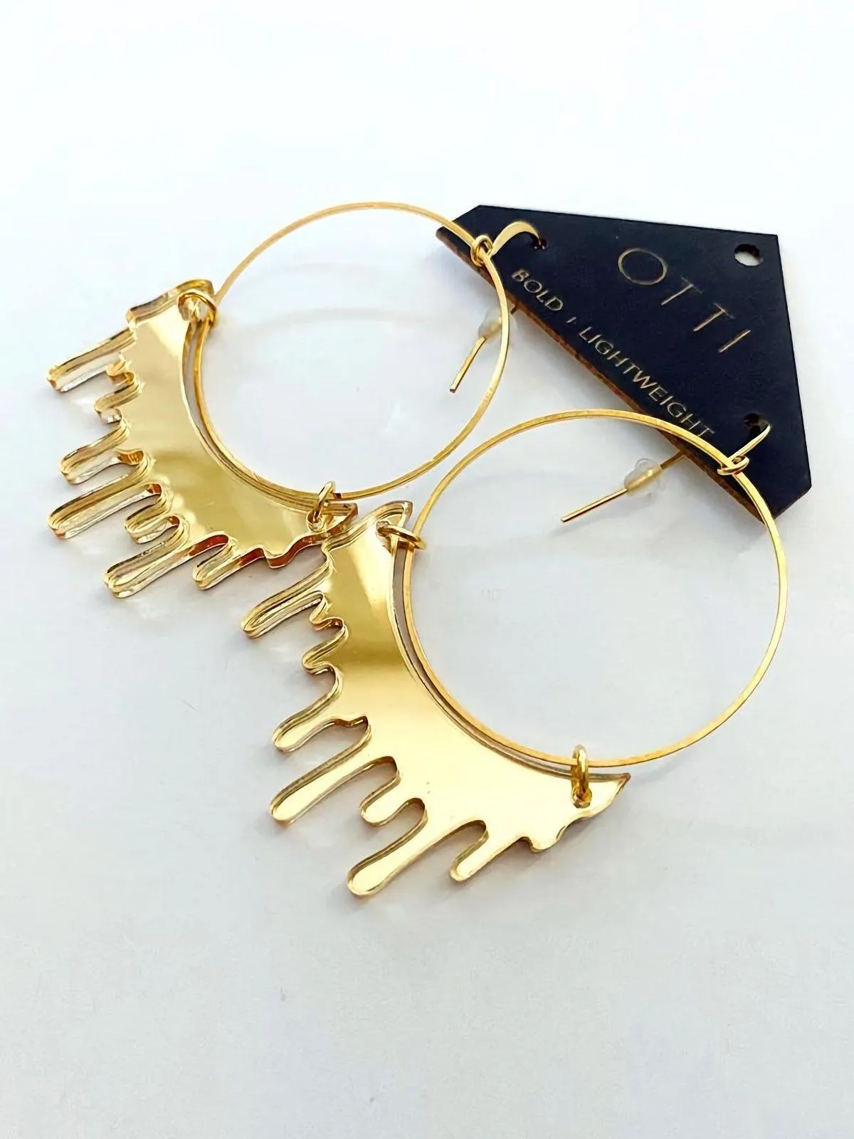 Drippy Hoop Gold Earrings