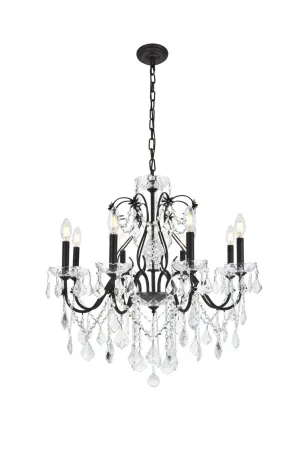 Eight Light Chandelier from the St. Francis Collection in Dark Bronze Finish by Elegant Lighting