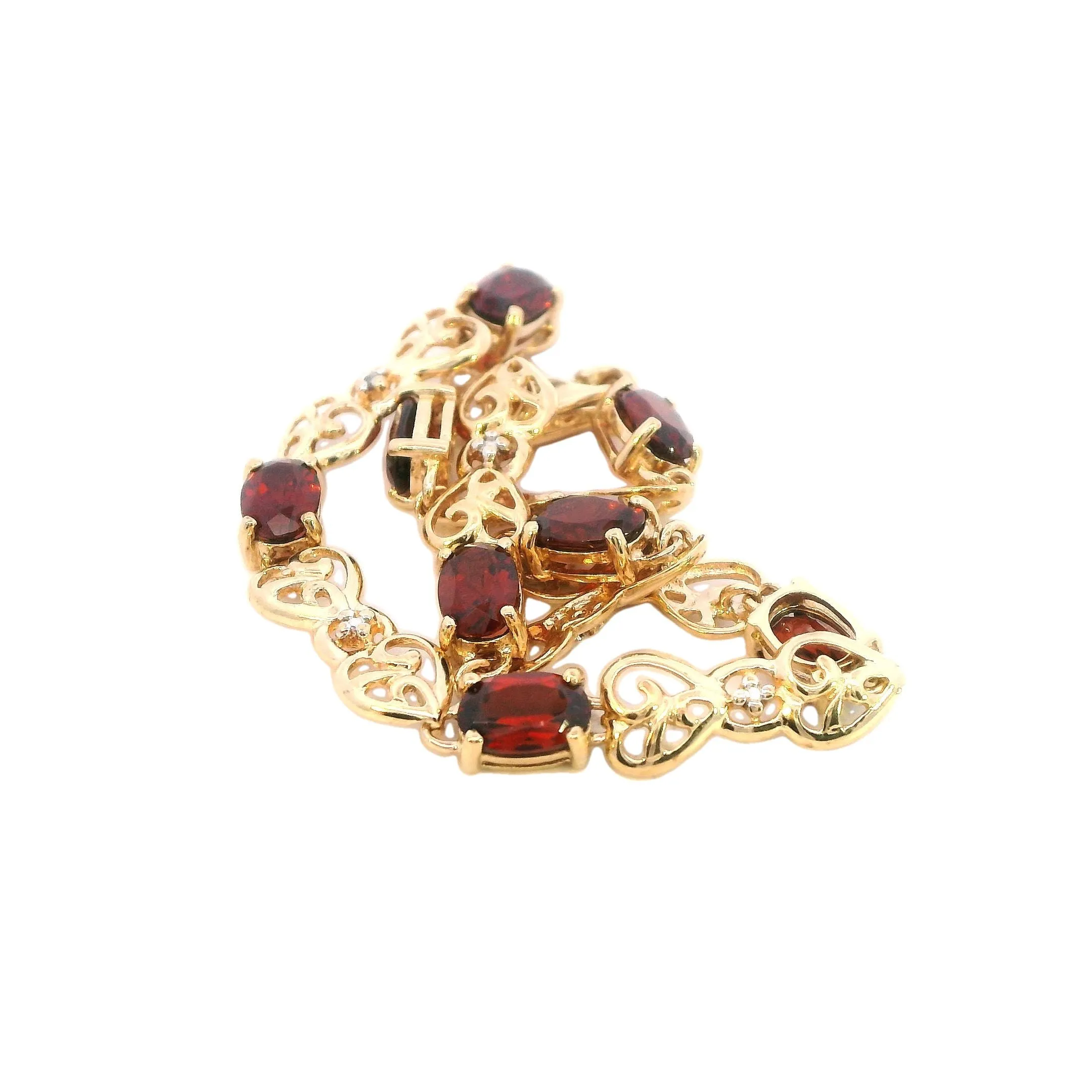 Elegant 9ct Yellow Gold and Garnet Bracelet - Timeless Elegance