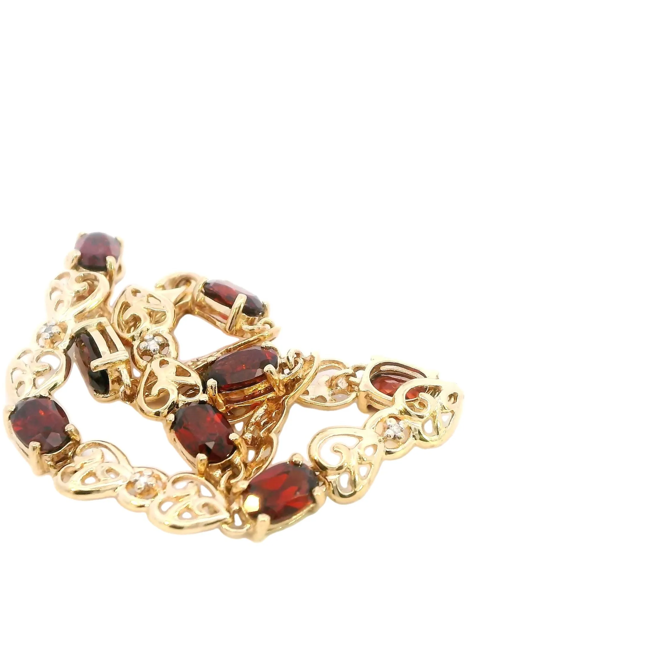 Elegant 9ct Yellow Gold and Garnet Bracelet - Timeless Elegance