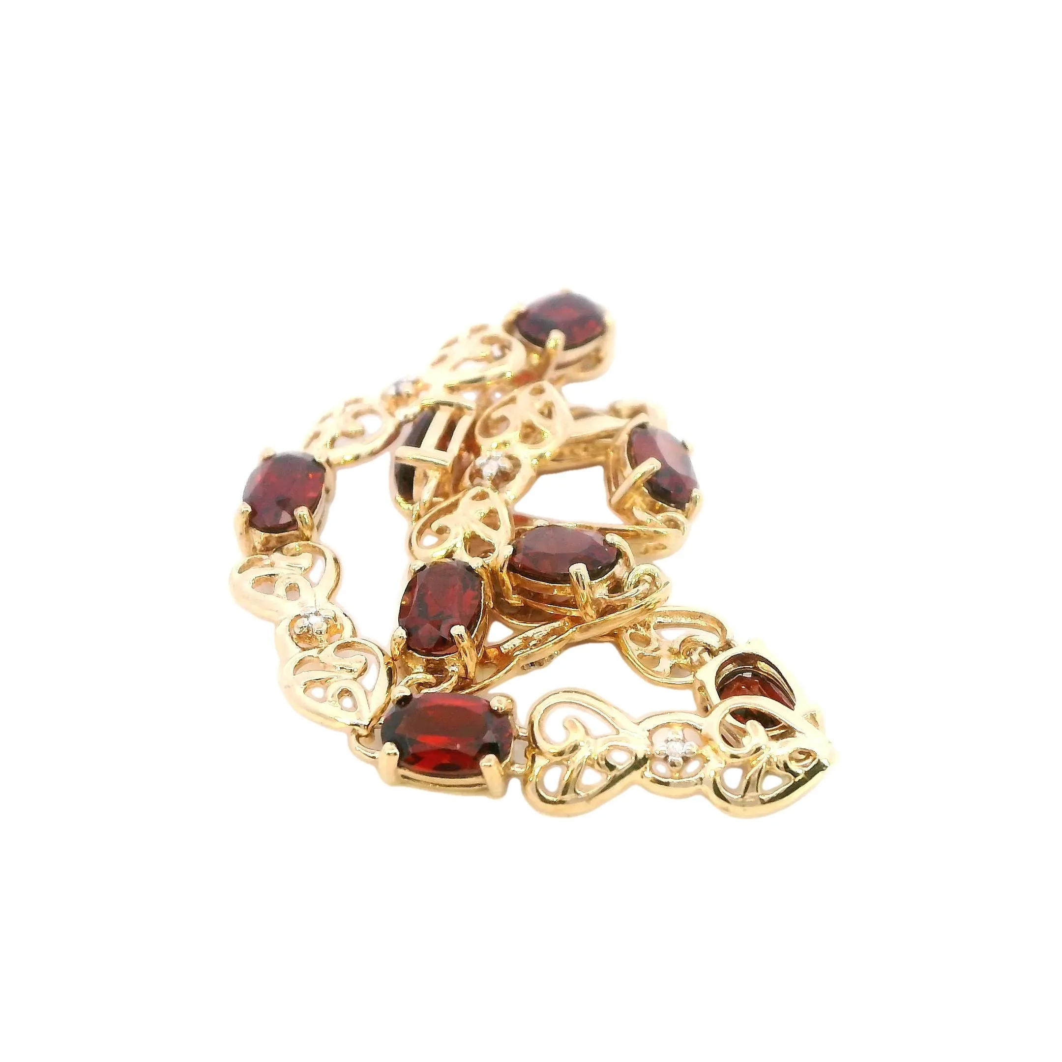 Elegant 9ct Yellow Gold and Garnet Bracelet - Timeless Elegance