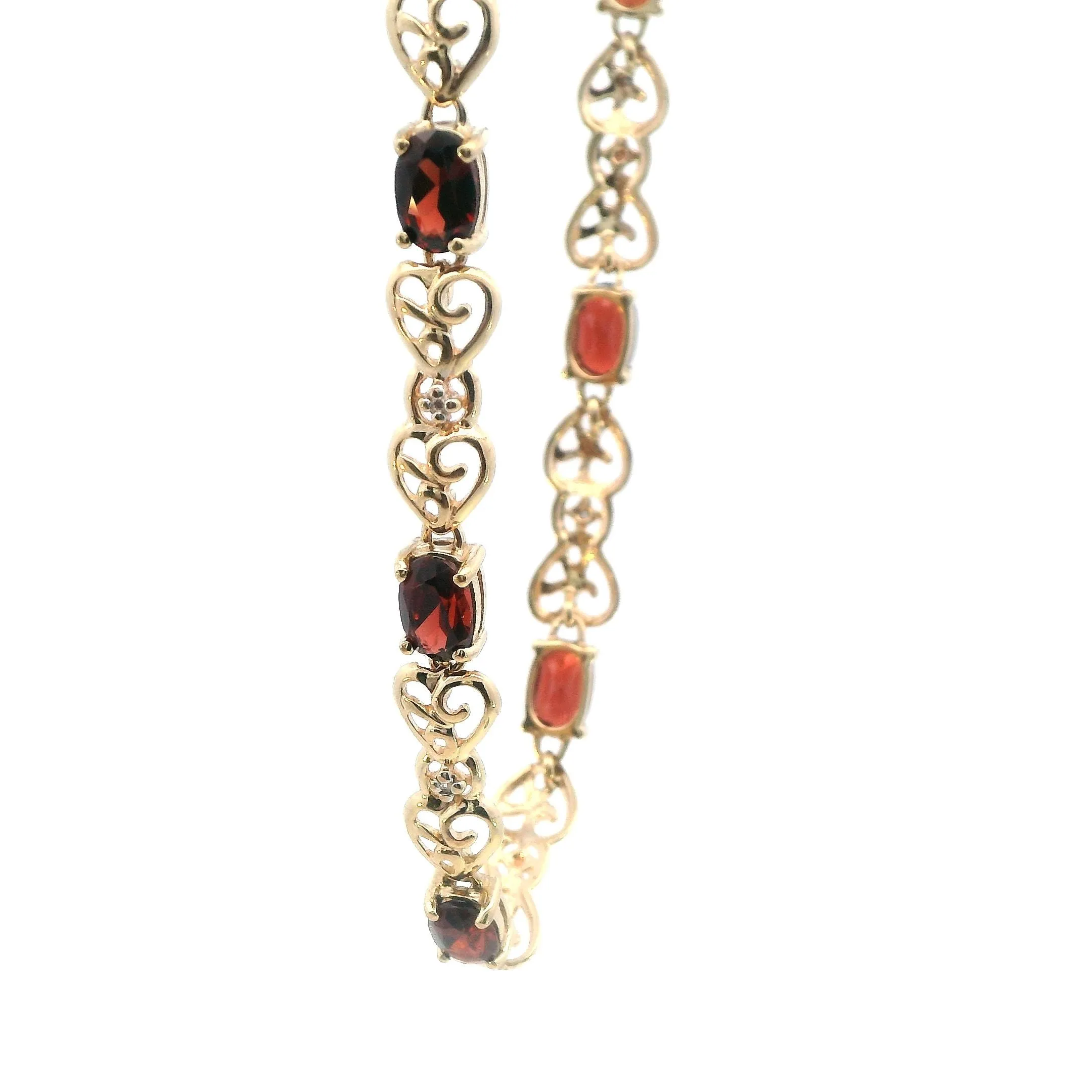 Elegant 9ct Yellow Gold and Garnet Bracelet - Timeless Elegance