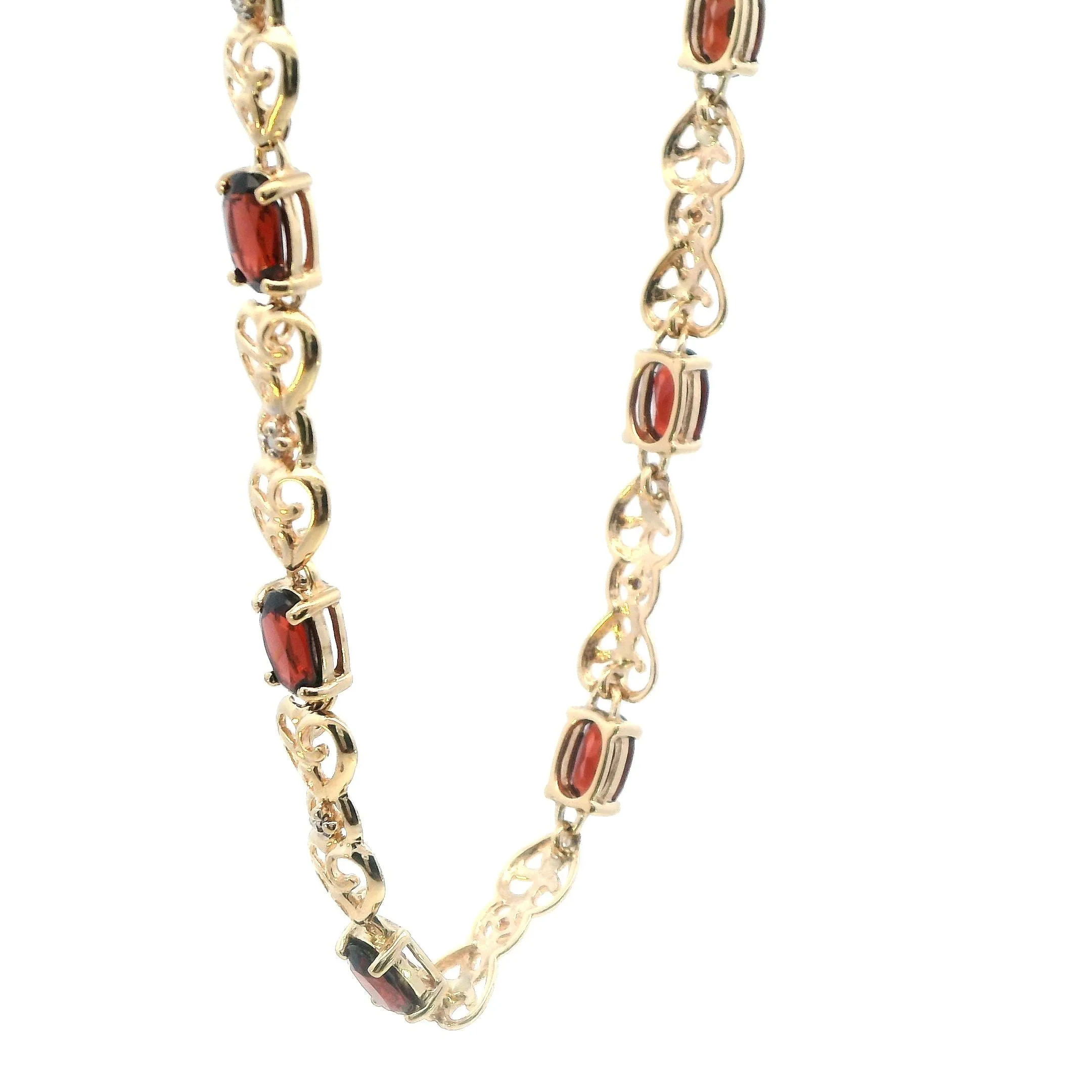 Elegant 9ct Yellow Gold and Garnet Bracelet - Timeless Elegance