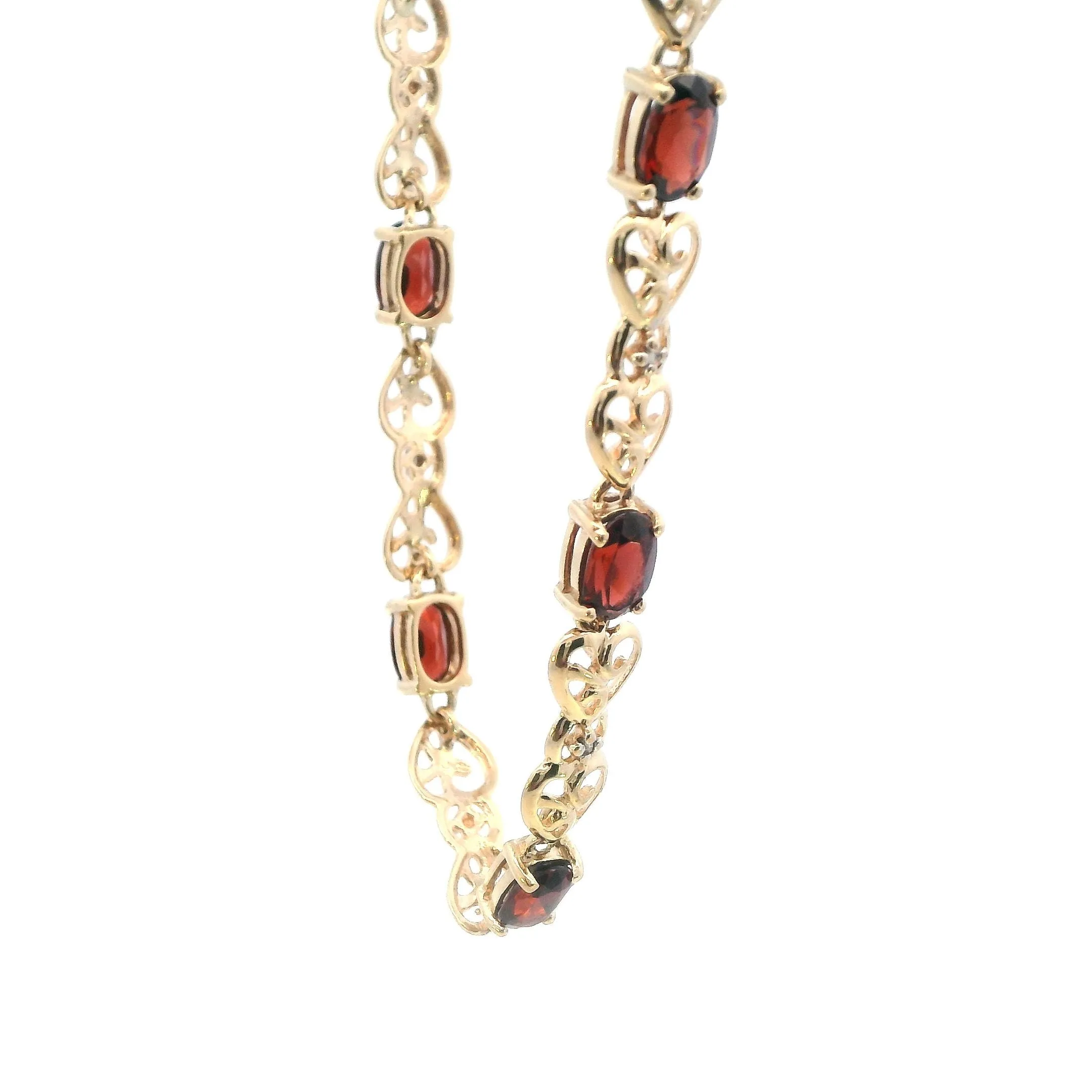 Elegant 9ct Yellow Gold and Garnet Bracelet - Timeless Elegance