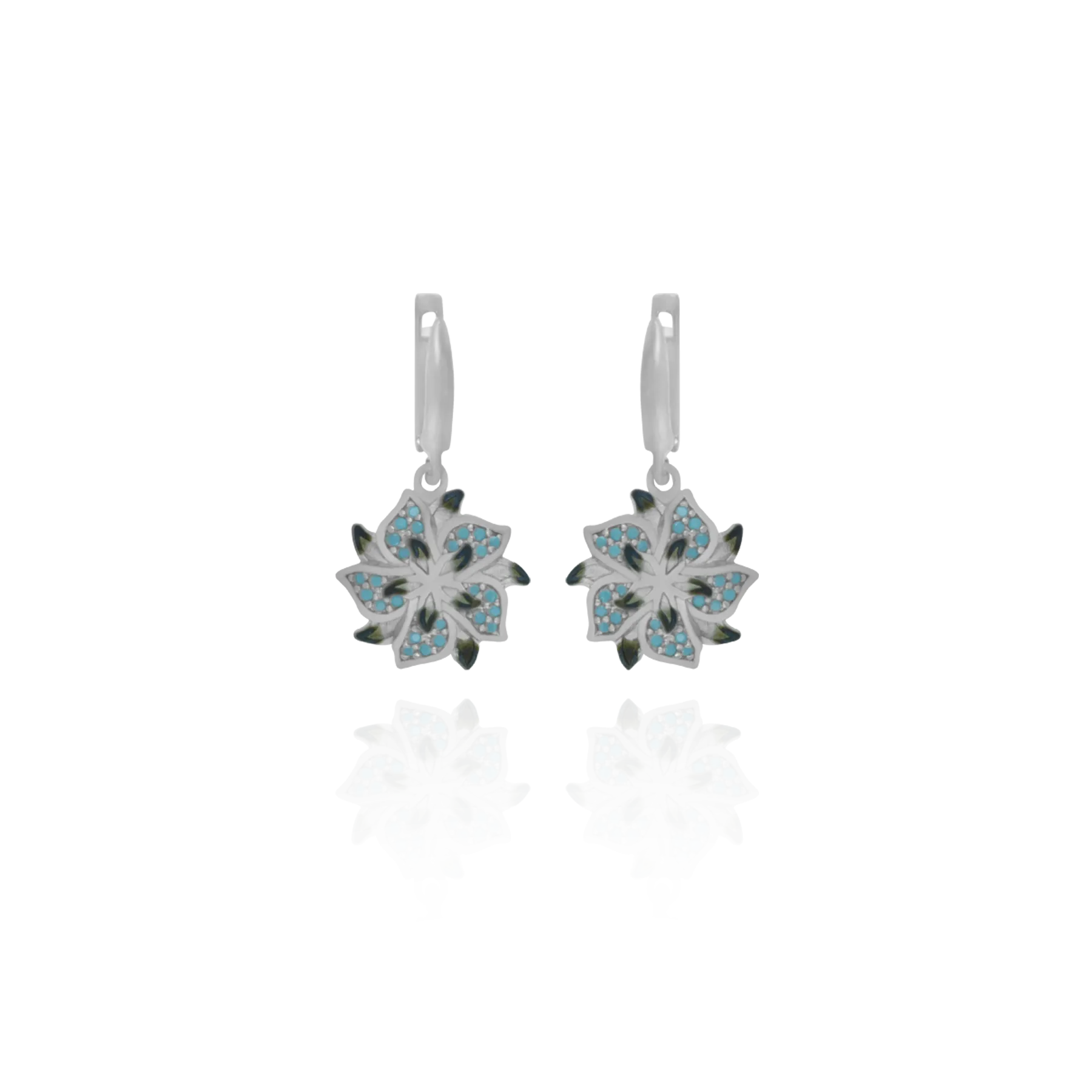 Ember Star Flower with Sparkling Blue Accents Earrings