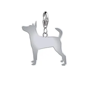 English Toy Terrier Silhouette Silver Charm