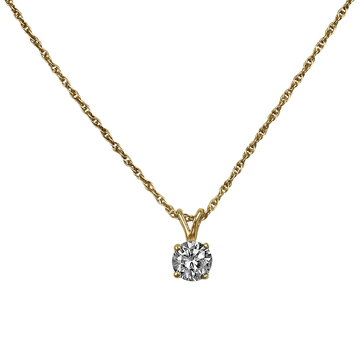 Estate 14K Yellow Gold Diamond Pendant Necklace